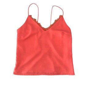 Coral Cami Top Lace Trim Open Back Spaghetti Strap Size XS